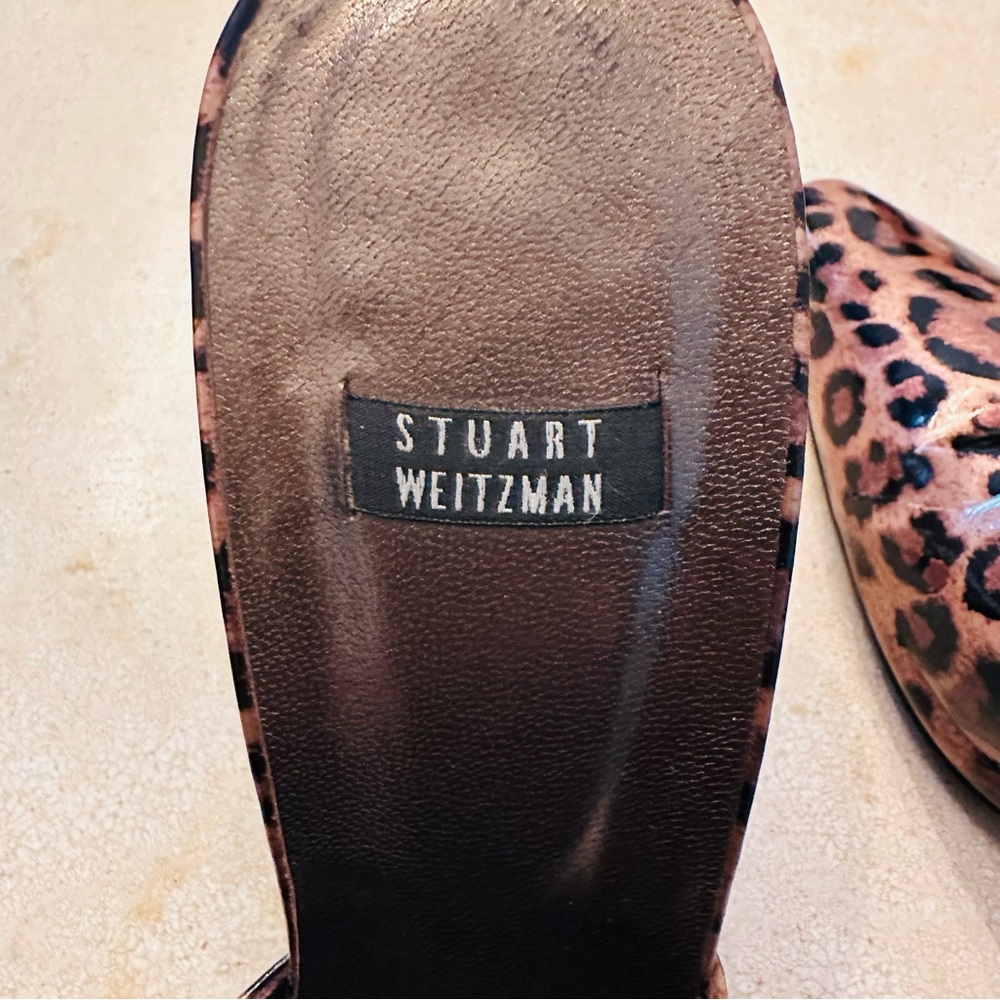 Stuart Weitzman Leopard Print Mules with 4” heel - Picture 5 of 6